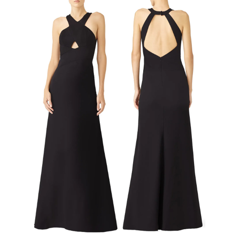 Aidan Mattox Sleeveless Cutout Halter Neck Mermaid Gown Black Women's Size 8